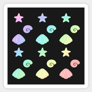 Rainbow seashells black Sticker